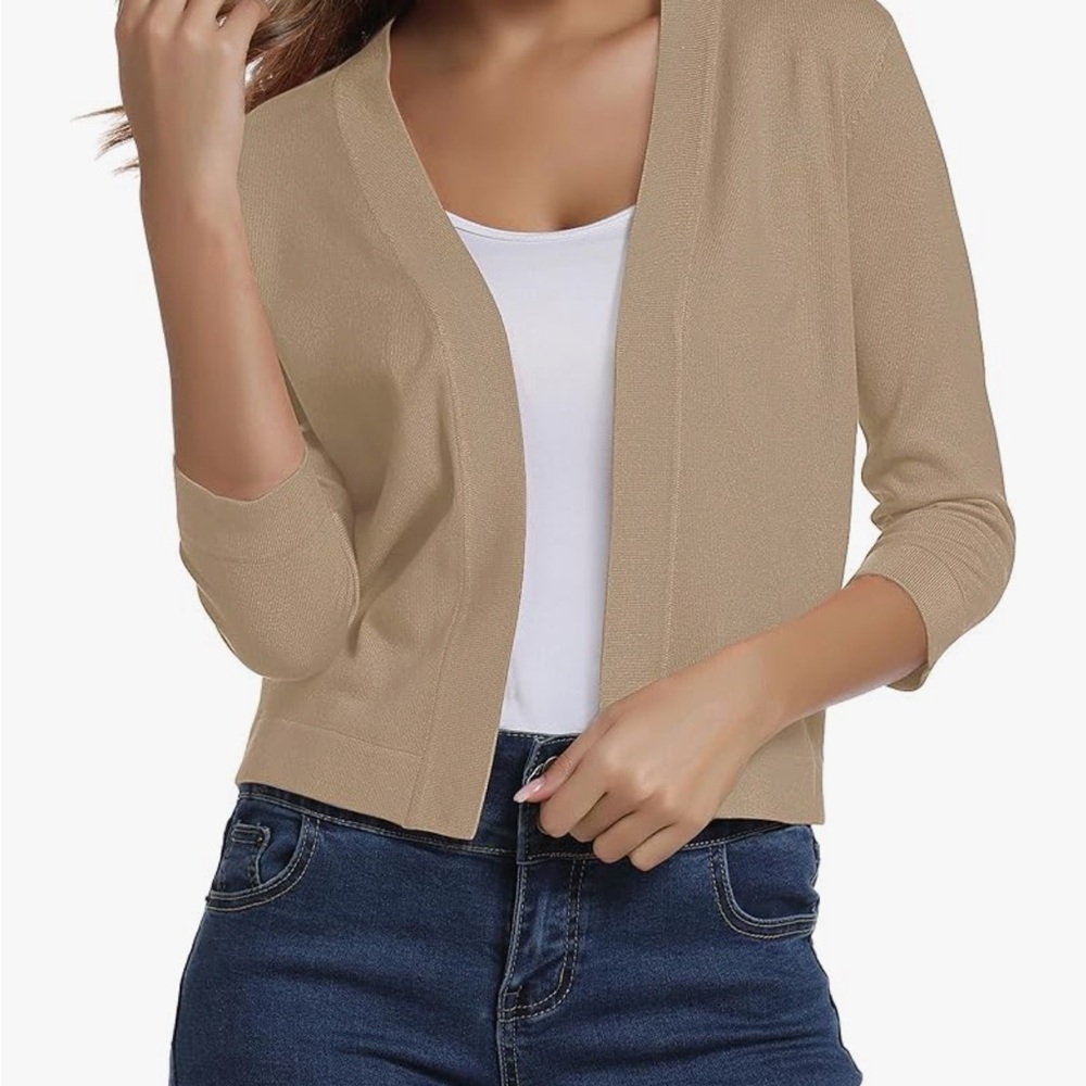 Women's Tan  and also white Cardigan Sweater